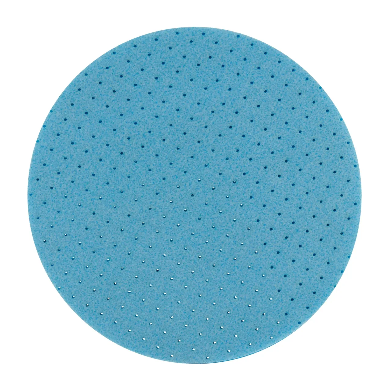 Round blue abrasive sanding disc with holes