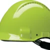 Bright green safety helmet, construction gear.