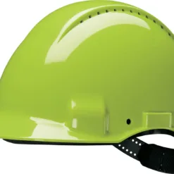 Bright green safety helmet, construction gear.