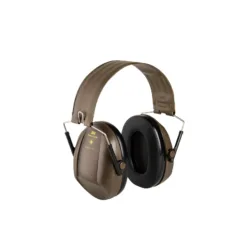Noise-canceling earmuffs with adjustable headband.