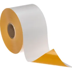 Thermal paper roll with adhesive backing