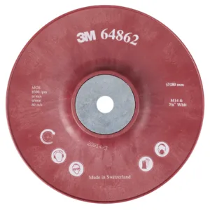 3M grinding disc, red, labeled with specifications.