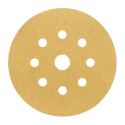 Round sandpaper disc with multiple holes.