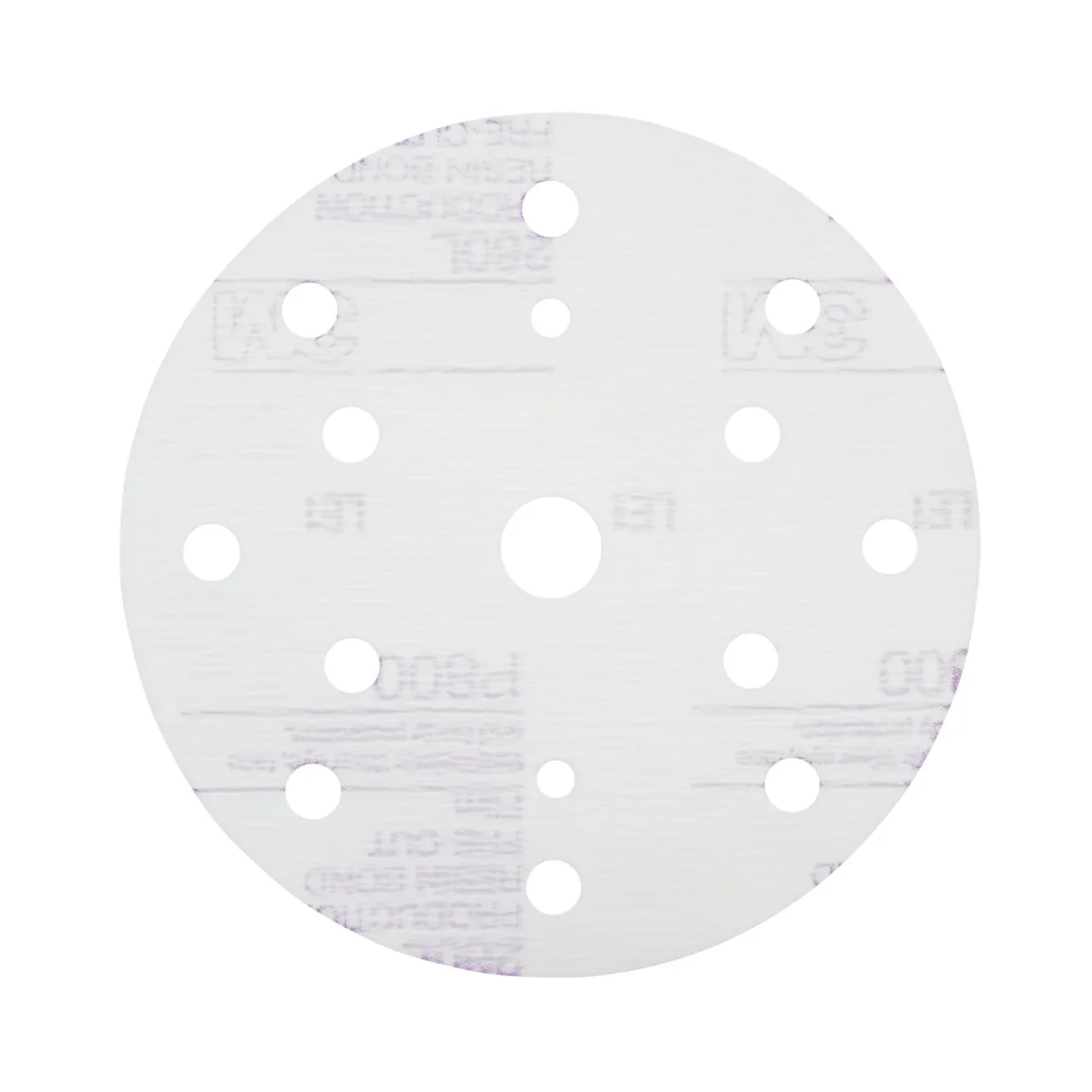 Round sanding disc with multiple holes.