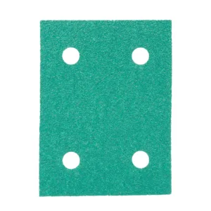 Green rectangular sandpaper with four holes