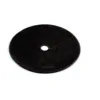 Black round felt pad on white background.