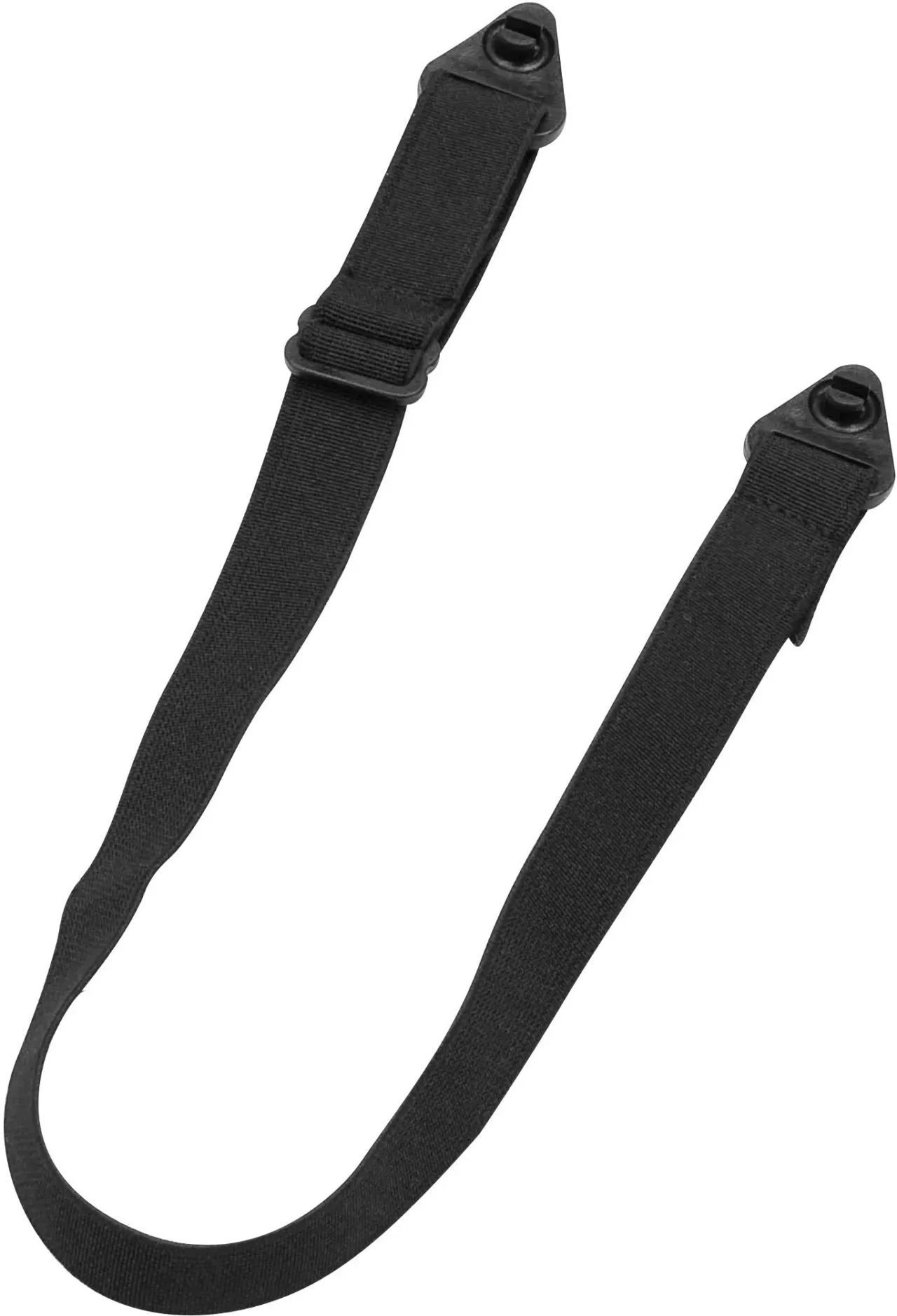 Black adjustable camera strap with clips