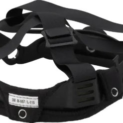 Black safety helmet suspension system with straps