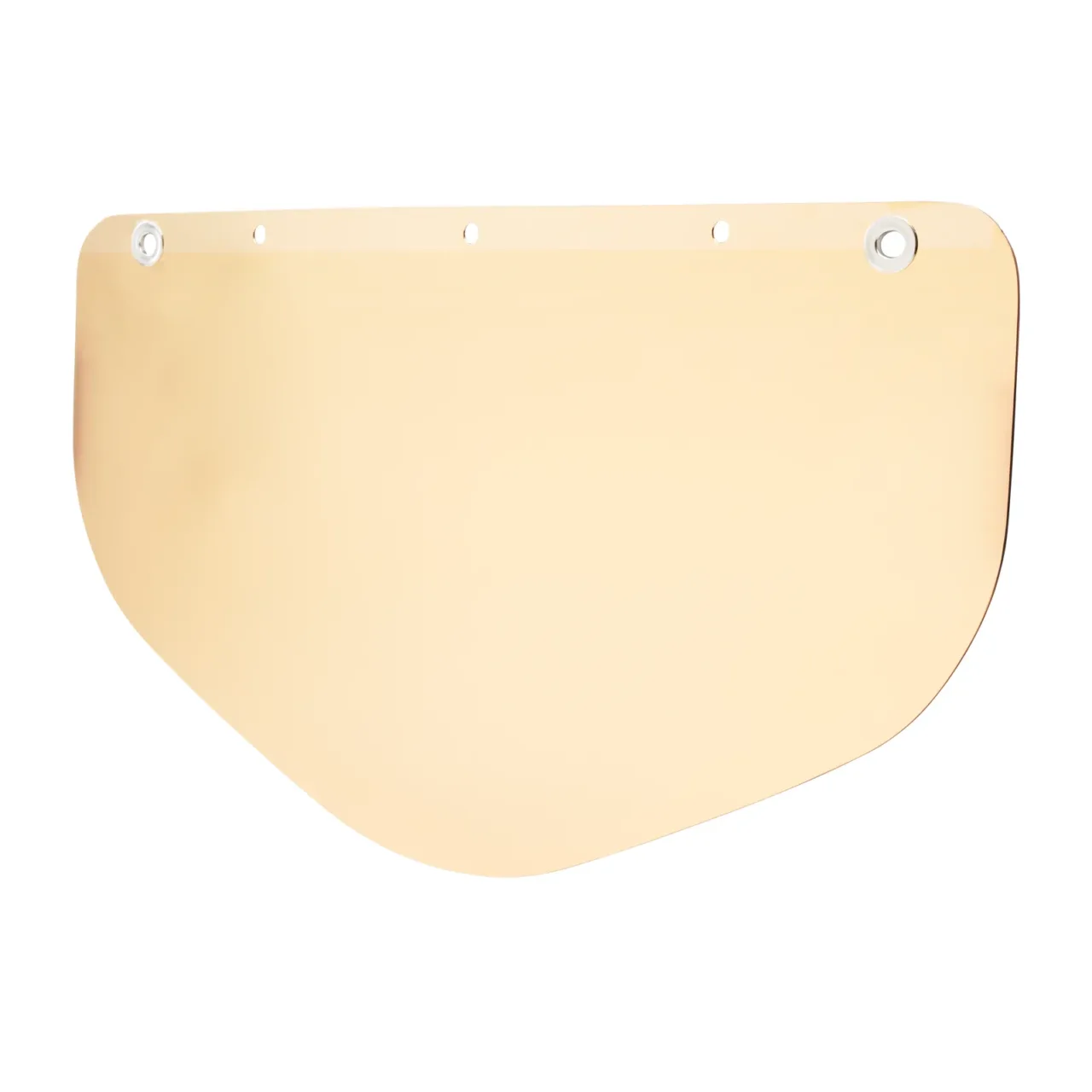 Clear face shield visor with mounting holes.