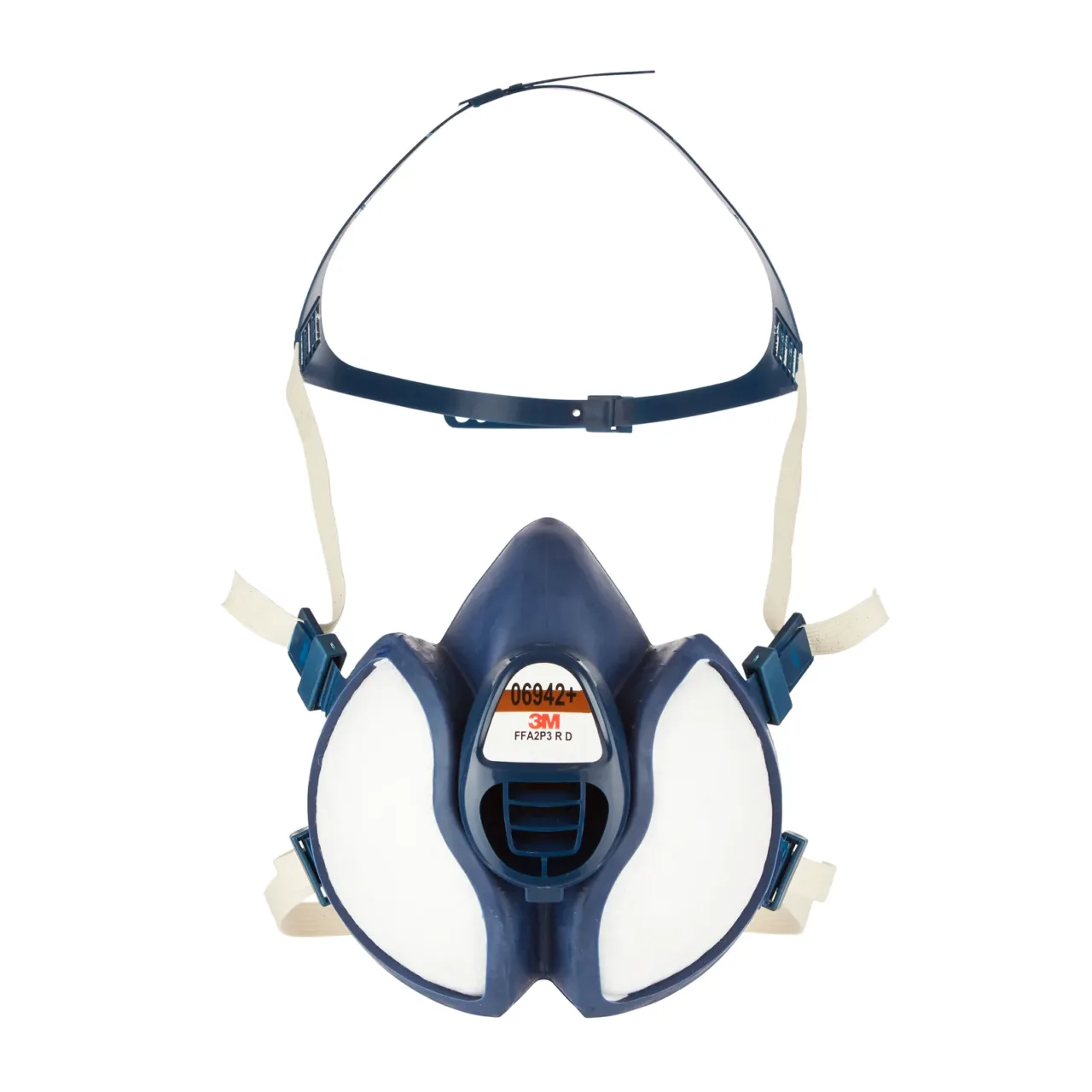 Blue protective gas mask on white background