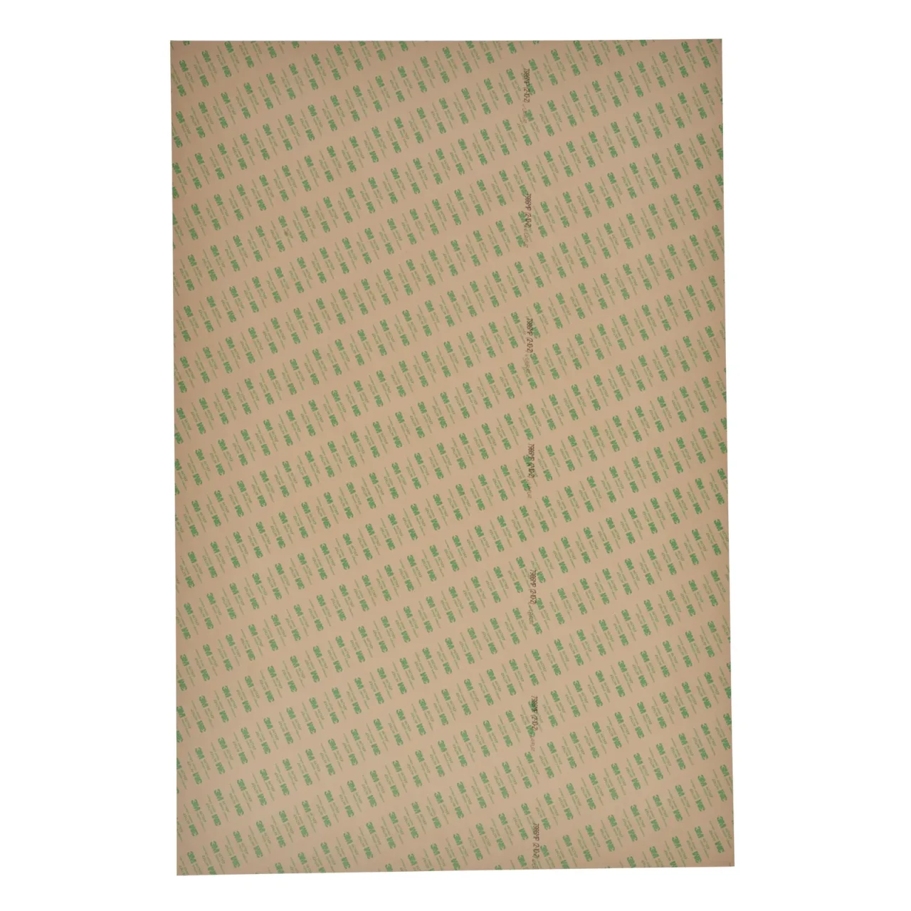 Brown craft paper with green diagonal text pattern.