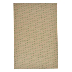 Brown craft paper with green diagonal text pattern.