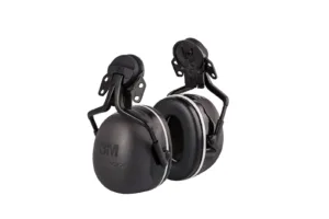 Black noise-canceling earmuffs with adjustable headband.