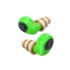Green electronic earplugs with beige tips