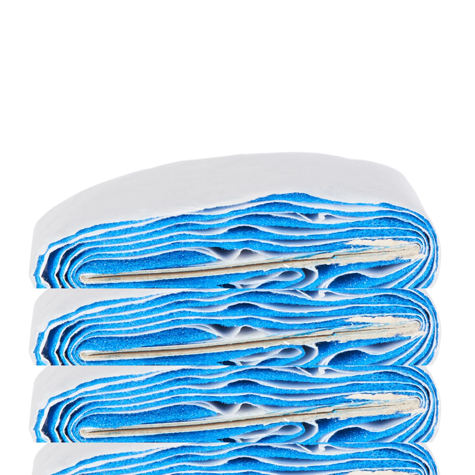 Stacked blue and white cushioning pads