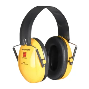 Yellow noise-cancelling earmuffs with black padding