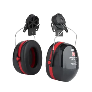 Black and red noise-canceling earmuffs