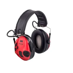 Red 3M Peltor sport hearing protection earmuffs.