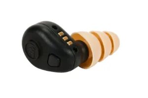 Black and tan electronic earplug