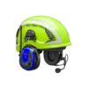 Safety helmet with communication headset and microphone