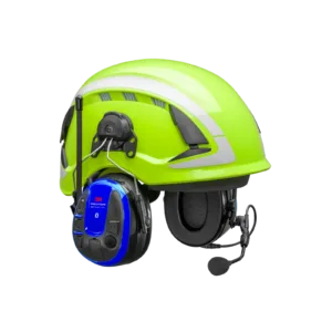 Safety helmet with communication headset and microphone