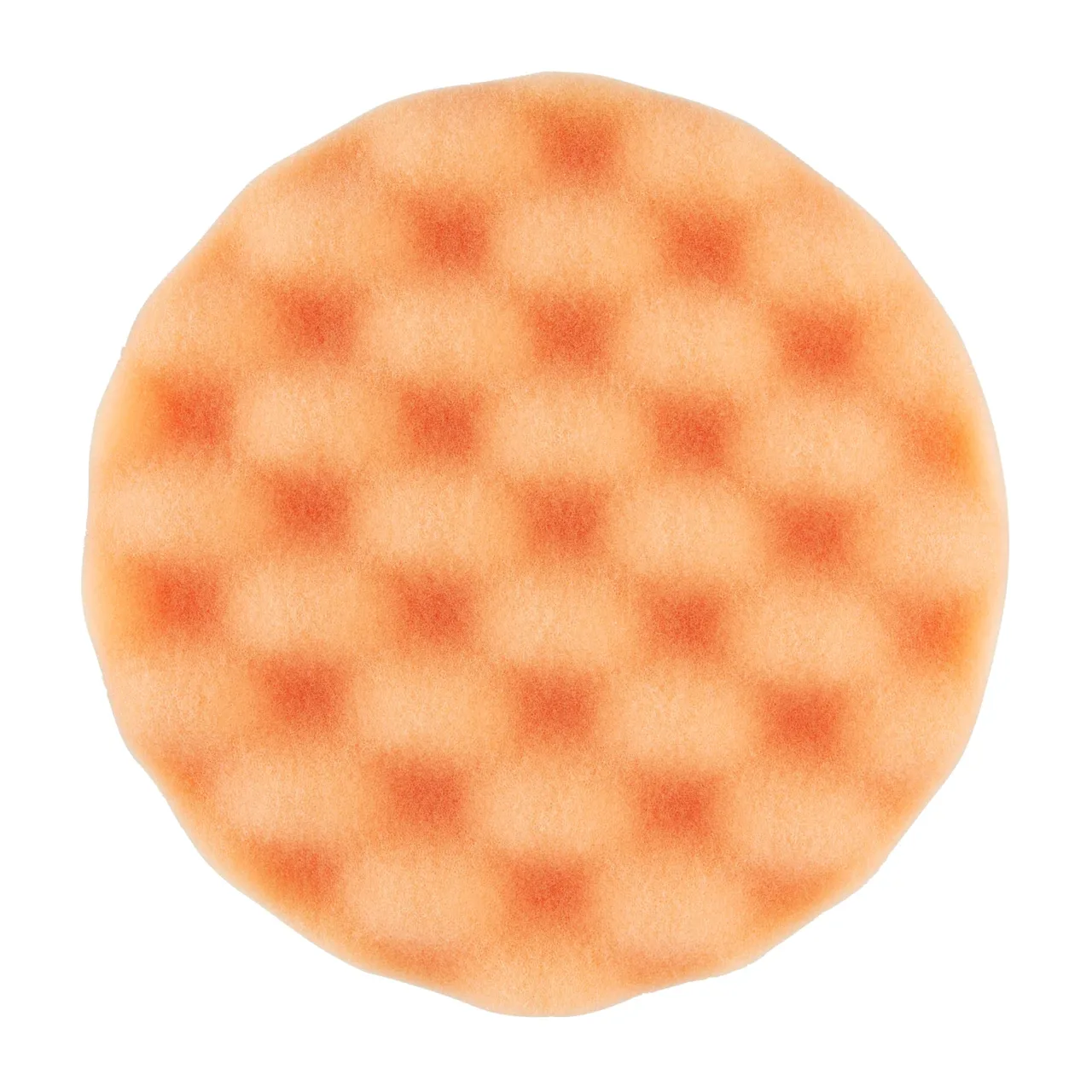 Orange symmetrical paint sponge texture close-up.