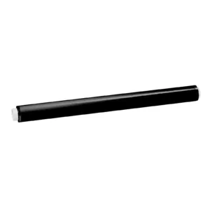 Black cylindrical object on white background