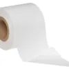 White toilet paper roll on white background.