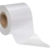White roll of toilet paper on white background