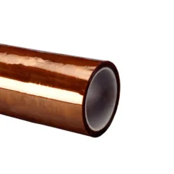 Close-up of a roll of copper film