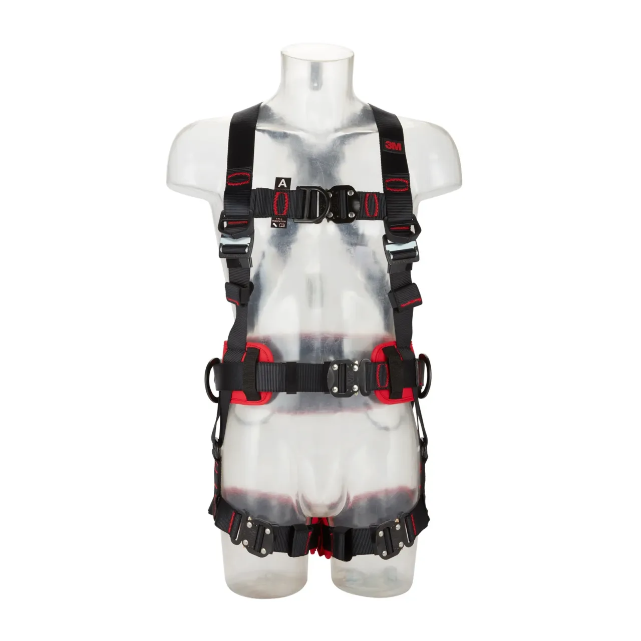 Safety harness on transparent mannequin