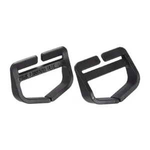 Black plastic clips for lanyards.