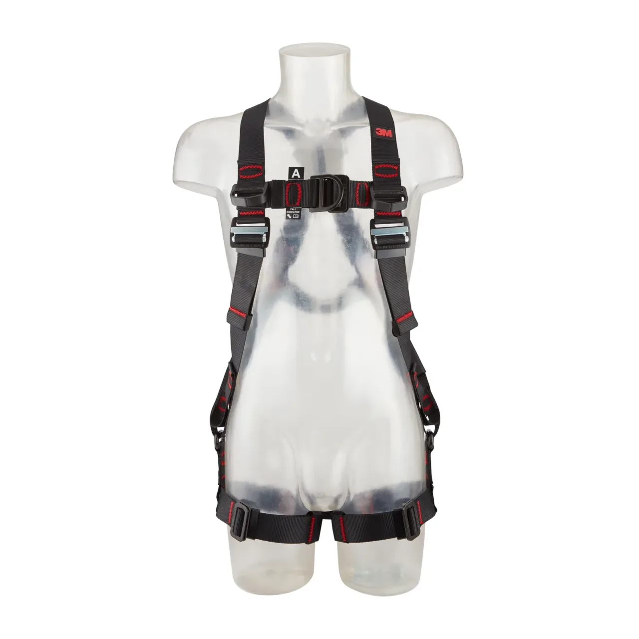 Safety harness on transparent mannequin