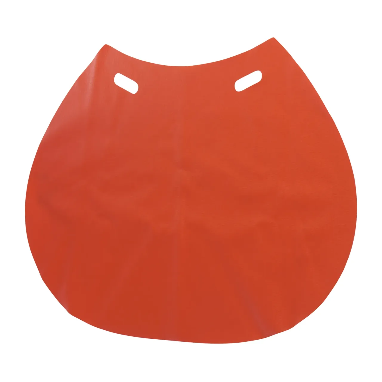 Red plastic bibs with two holes