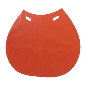 Red plastic bibs with two holes