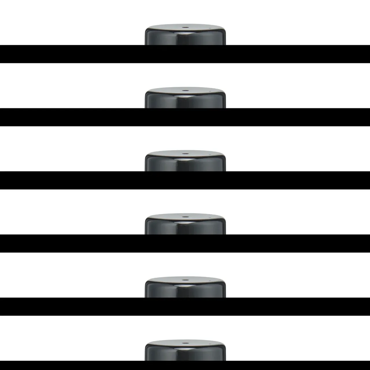 Black cylindrical objects on a striped background