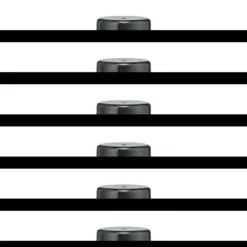 Black cylindrical objects on a striped background