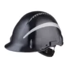 Black safety helmet with reflective stripe