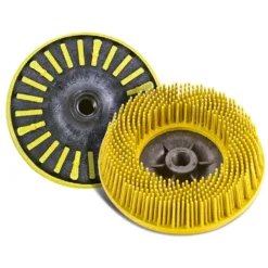 Yellow grinding disc pair with brushed surface