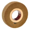Abrasive flap wheel with brown sandpaper flaps