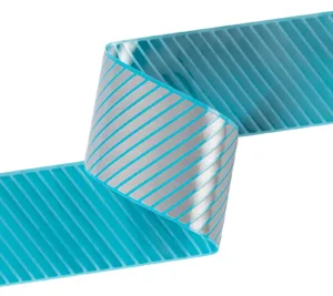 Blue striped reflective tape roll close-up