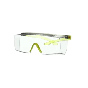 Transparent safety glasses with yellow arms