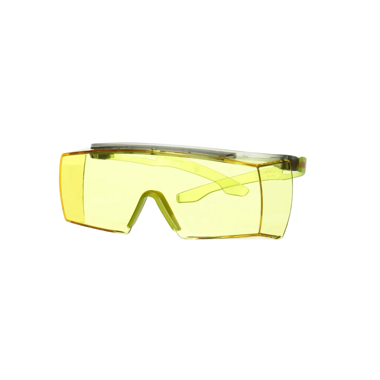 Yellow safety goggles on white background