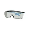 Clear safety glasses with blue accents
