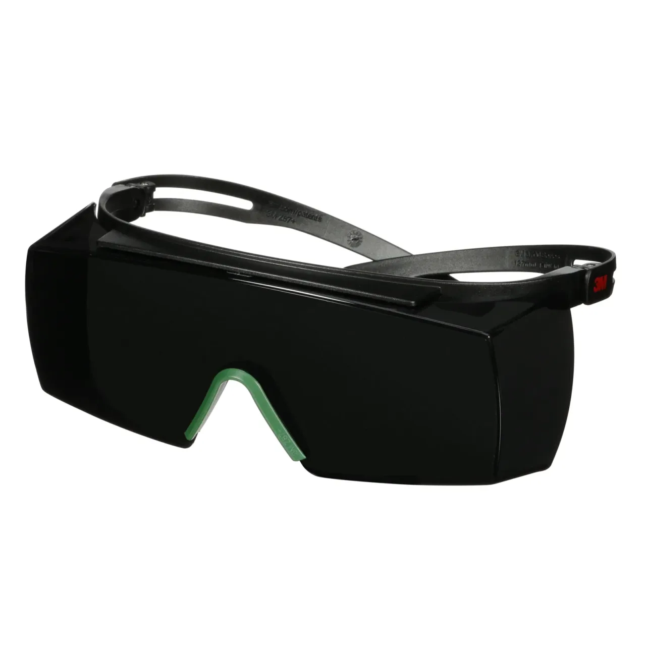 Dark protective safety goggles with adjustable strap.