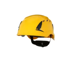 Yellow construction safety helmet side view