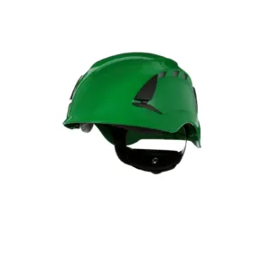 Green safety helmet for protection.