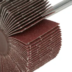 Abrasive flap wheel for sanding and grinding.
