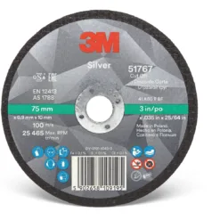 3M silver cut-off wheel, 75mm, made in Poland.