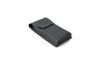 Gray fabric pouch on white background